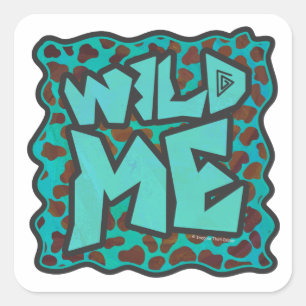 Sticker Carré Wild me Dalmatien Conception Brown et Turquoise