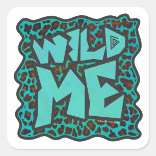 Sticker Carré Wild Me Design léopard Brown et Turquoise