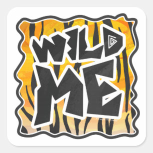 Sticker Carré Wild Me Tiger orange et noir