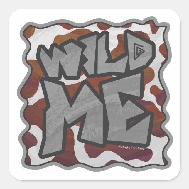 Sticker Carré Wild me Vache Brown et blanche Impression (Devant)