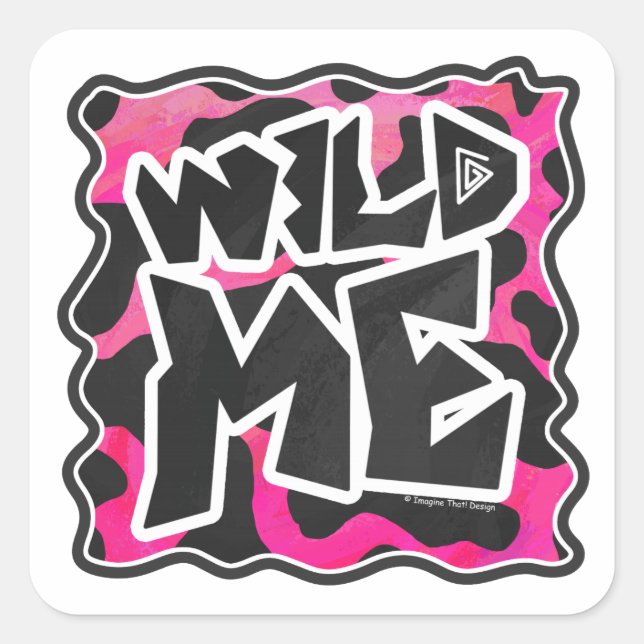 Sticker Carré Wild Me Vache rose et blanc (Devant)