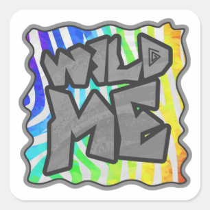 Sticker Carré Wild Me Zebra Rainbow et White Print