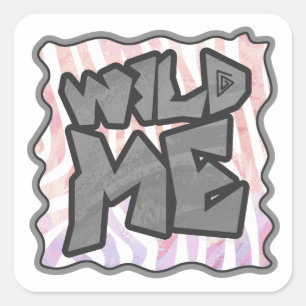 Sticker Carré Wild Me Zebra rose et blanc