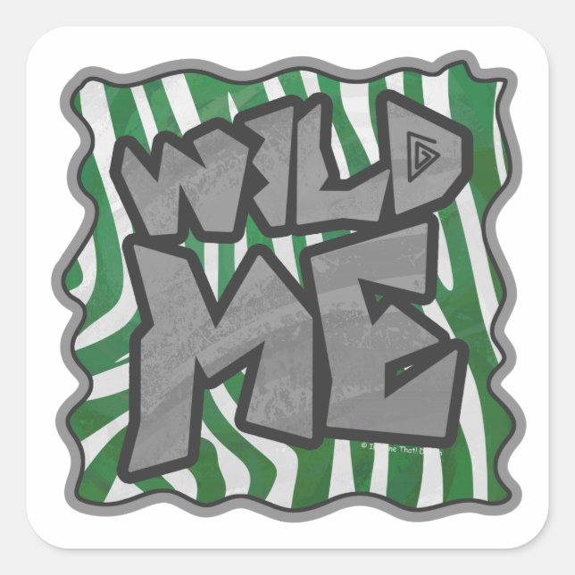 Sticker Carré Wild Me Zebra Vert et blanc (Devant)