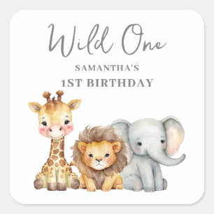 Sticker Carré Wild One Safari 1er anniversaire