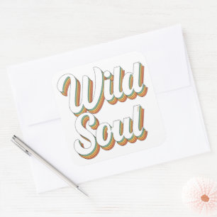 Sticker Carré WILD SOUL 70's typographie rétro design vintage