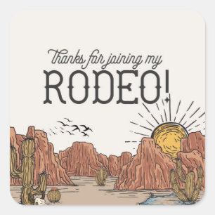 Sticker Carré Wild West Rodeo Anniversaire Fête Cercle Favoriser