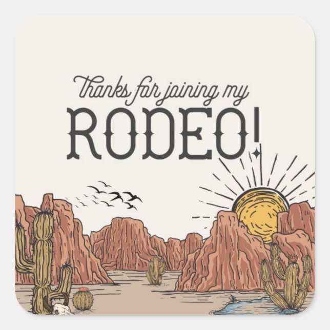Sticker Carré Wild West Rodeo Anniversaire Fête Cercle Favoriser (Devant)