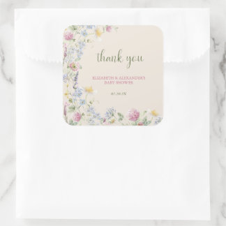 Sticker Carré Wildflower Couples Baby Shower