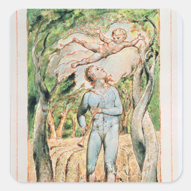 Sticker Carré William Blake | Chansons d'Innocence; "le Piper", (Devant)