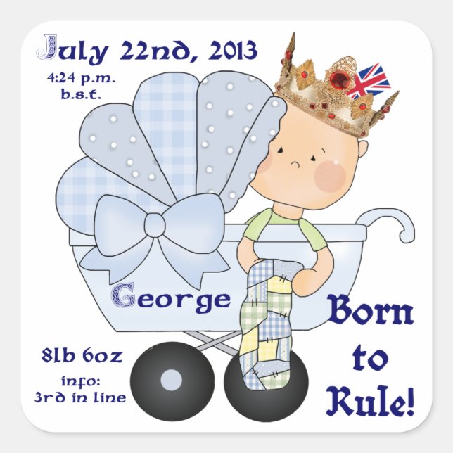 Sticker Carré William & Kate's Little Prince George/Birth Info (Devant)