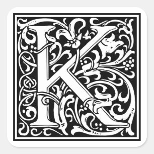 Sticker Carré William Morris Alphabet "K"