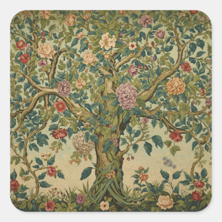 Sticker Carré William Morris Arbre de Vie Vintage Préraphaélite