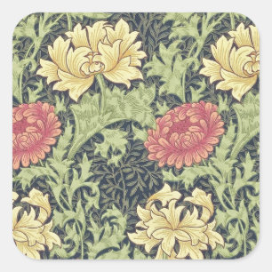 Sticker Carré William Morris Chrysanthemum Vintage Floral Art