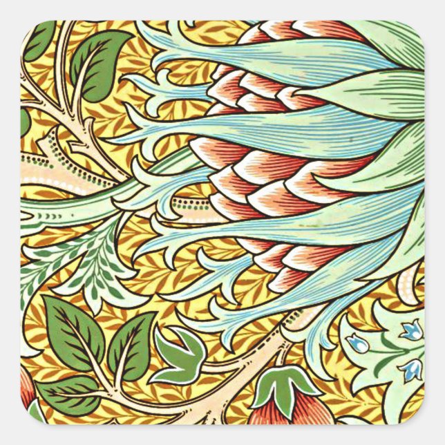 Sticker Carré William Morris - Feuille d'autocollants Artichoke (Devant)
