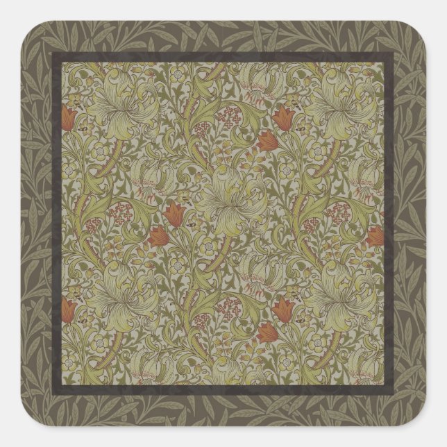 Sticker Carré William Morris Floral Lys willow art design (Devant)