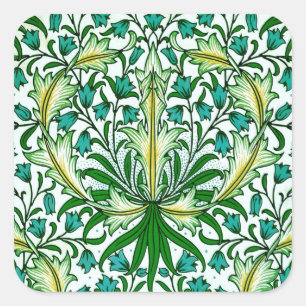 Sticker Carré William Morris Gold Aqua Fond d'écran floral
