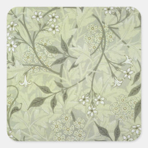 Sticker Carré William Morris Jasmine Botanique Antique Vintage