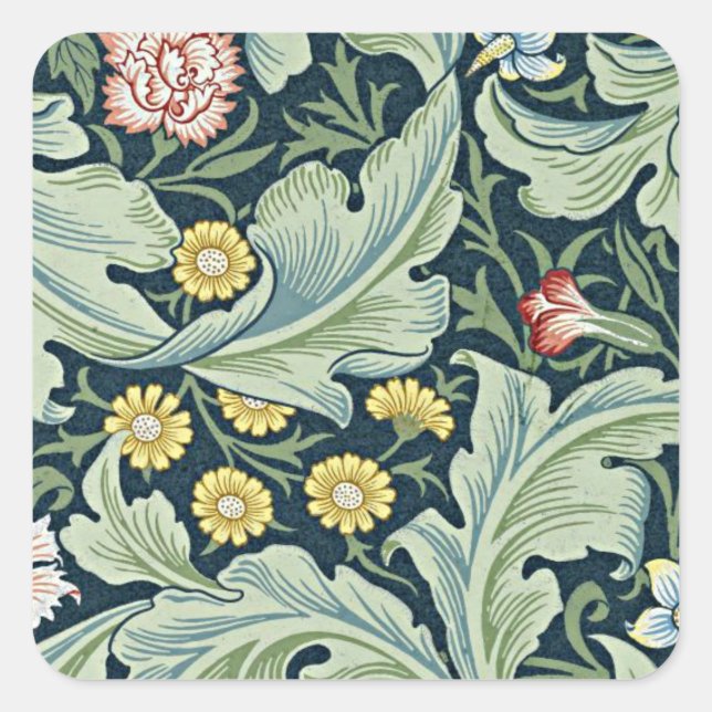 Sticker Carré William Morris - Leicester, design floral populair (Devant)