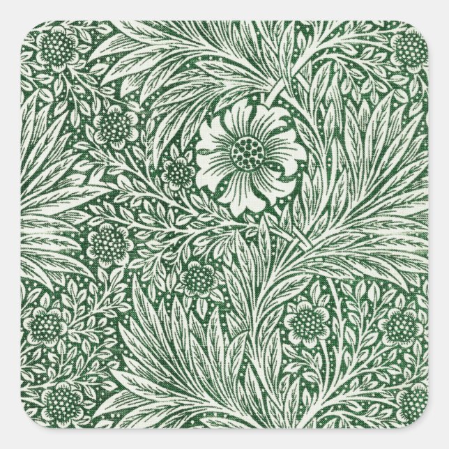Sticker Carré william morris marigold fleurs vertes (Devant)