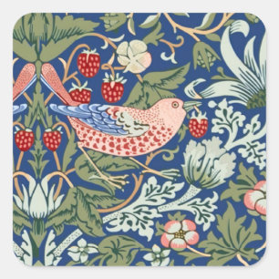 Sticker Carré William Morris Strawberry Thief Marine Corail