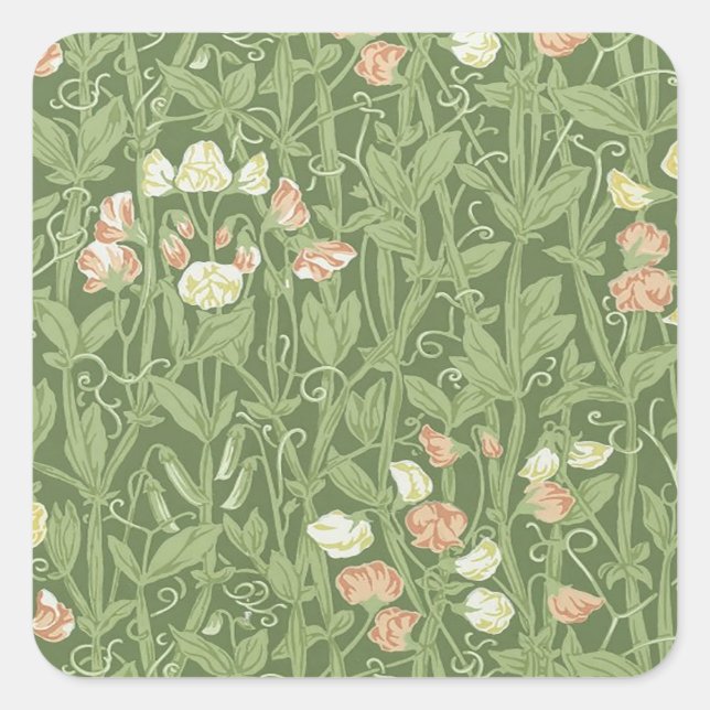 Sticker Carré William Morris Sweet Pea Floral Design (Devant)