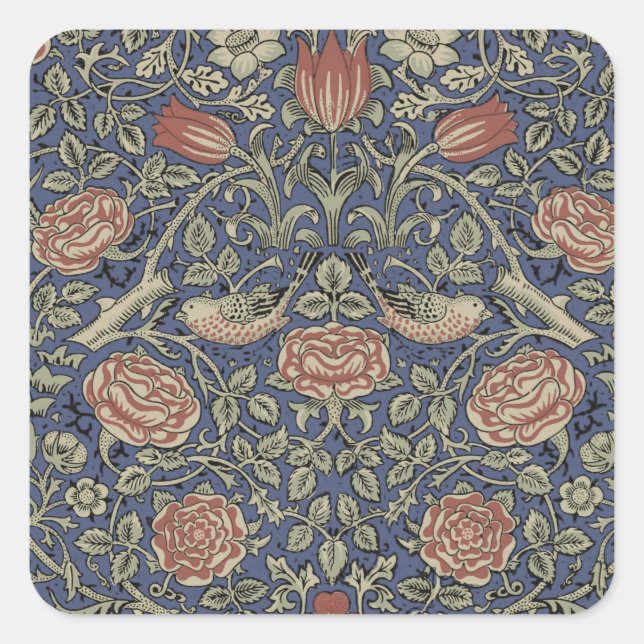 Sticker Carré William Morris Tudor Fond d'écran Rose (Devant)