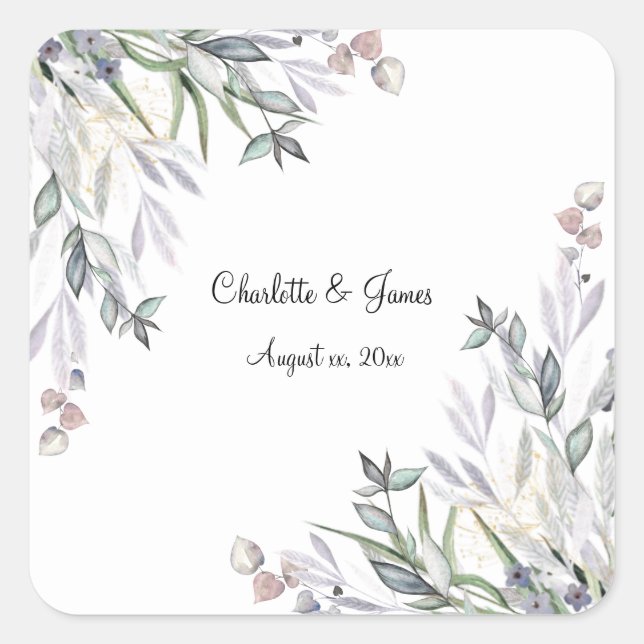 Sticker Carré Willows doux Lilac, Heather écossaise, Mariage (Devant)