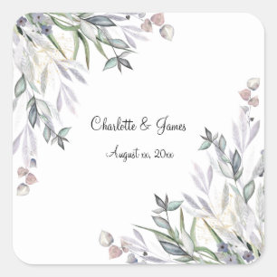 Sticker Carré Willows doux Lilac, Heather écossaise, Mariage