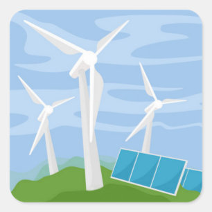 Sticker Carré Windmills et cellules solaires