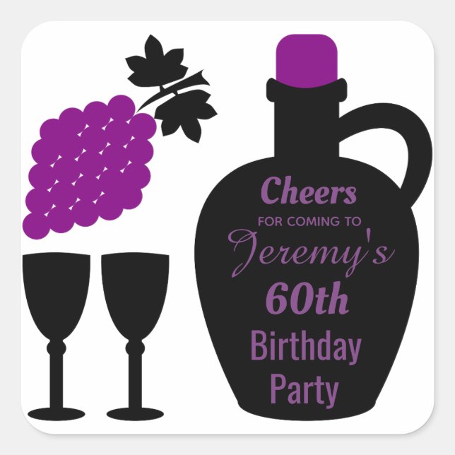 Sticker Carré Wine tasting Birthday Milestone Custom (Devant)