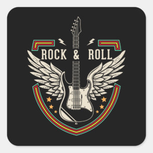 Sticker Carré Wings Rock and Roll Music Lover