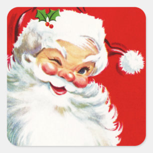 Sticker Carré Winking Père Noël