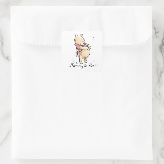Sticker Carré Winnie le Baby shower Pooh | Maman to Bee (Sac)