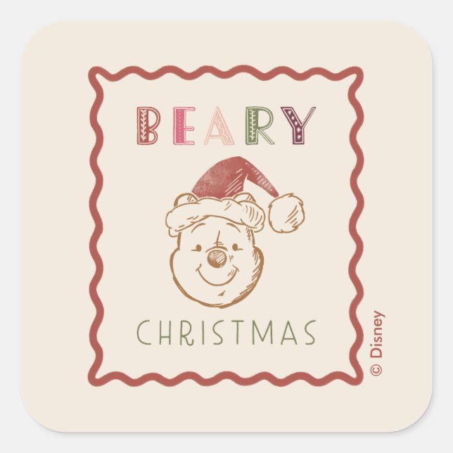 Sticker Carré Winnie l'Ooh | Noël de la bière (Devant)