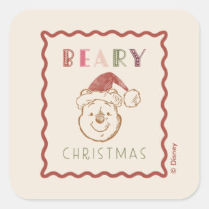 Sticker Carré Winnie l'Ooh   Noël de la bière