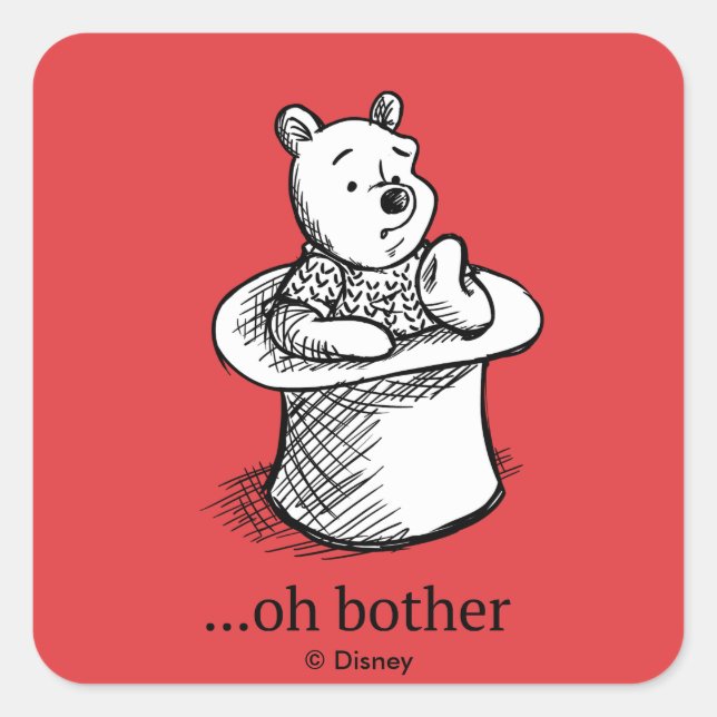 Sticker Carré Winnie l'Ooh | Oh Bother Citation (Devant)