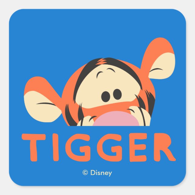 Sticker Carré Winnie l'Ooh | Tigre Peek-a-Boo (Devant)