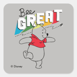 Sticker Carré Winnie l'Ourson Abeille grande