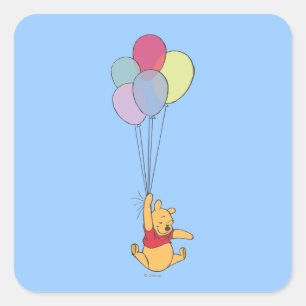 Sticker Carré Winnie l'ourson et les ballons