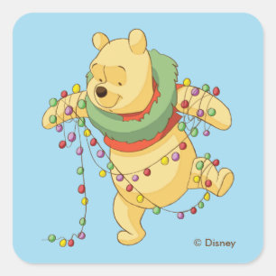 Sticker Carré Winnie l'Ourson  Mauvais feux de Noël