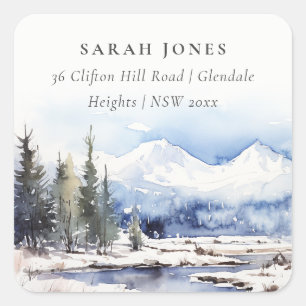 Sticker Carré Winter Snow Mountain Ski Landcape Adresse :