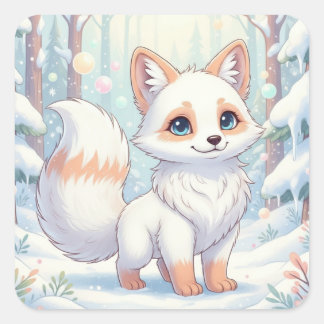 Sticker Carré Winter Whispers of the Little Fox