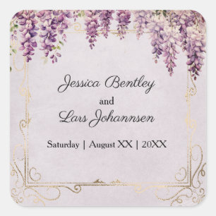 Sticker Carré Wisteria aquarelle sur Mariage de lavande