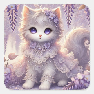 Sticker Carré Wisteria et Lace Princess Cat