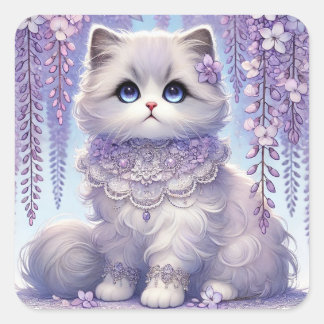 Sticker Carré Wisteria Princess Cat