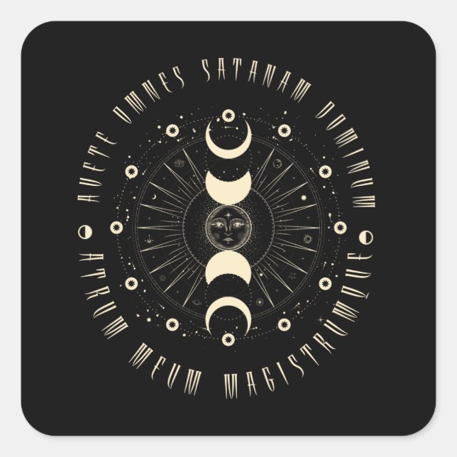 Sticker Carré Witchcraft Gothique Géométrique Soleil Noir Magie (Devant)