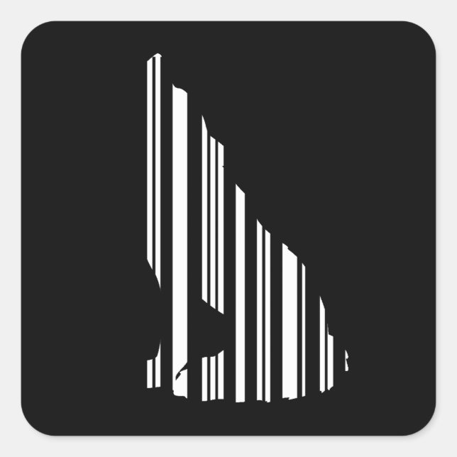 Sticker Carré WOLF BAR CODE Howl Barcode Motif Design (Devant)