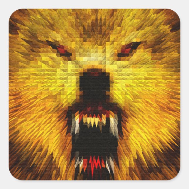 Sticker Carré Wolf en colère (Devant)