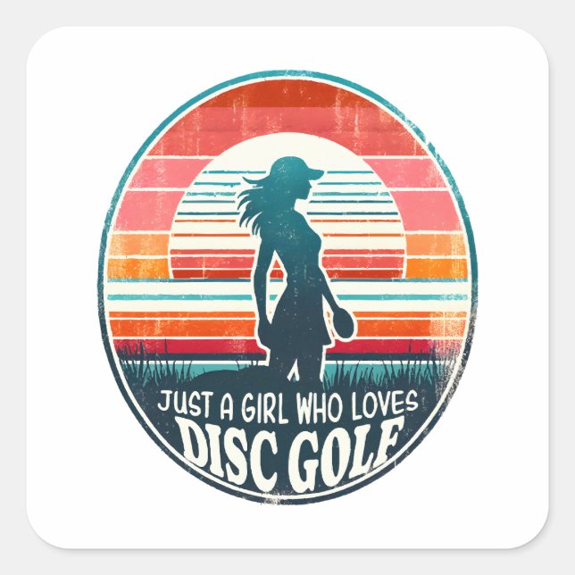 Sticker Carré Womens Disk Golf - Frisbee Golf Femme (Devant)